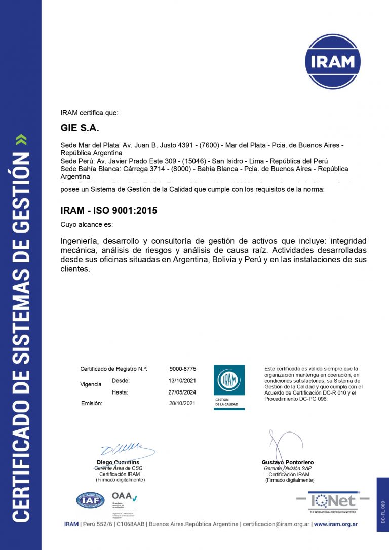 Certificado ISO 9001 - GIE GROUP